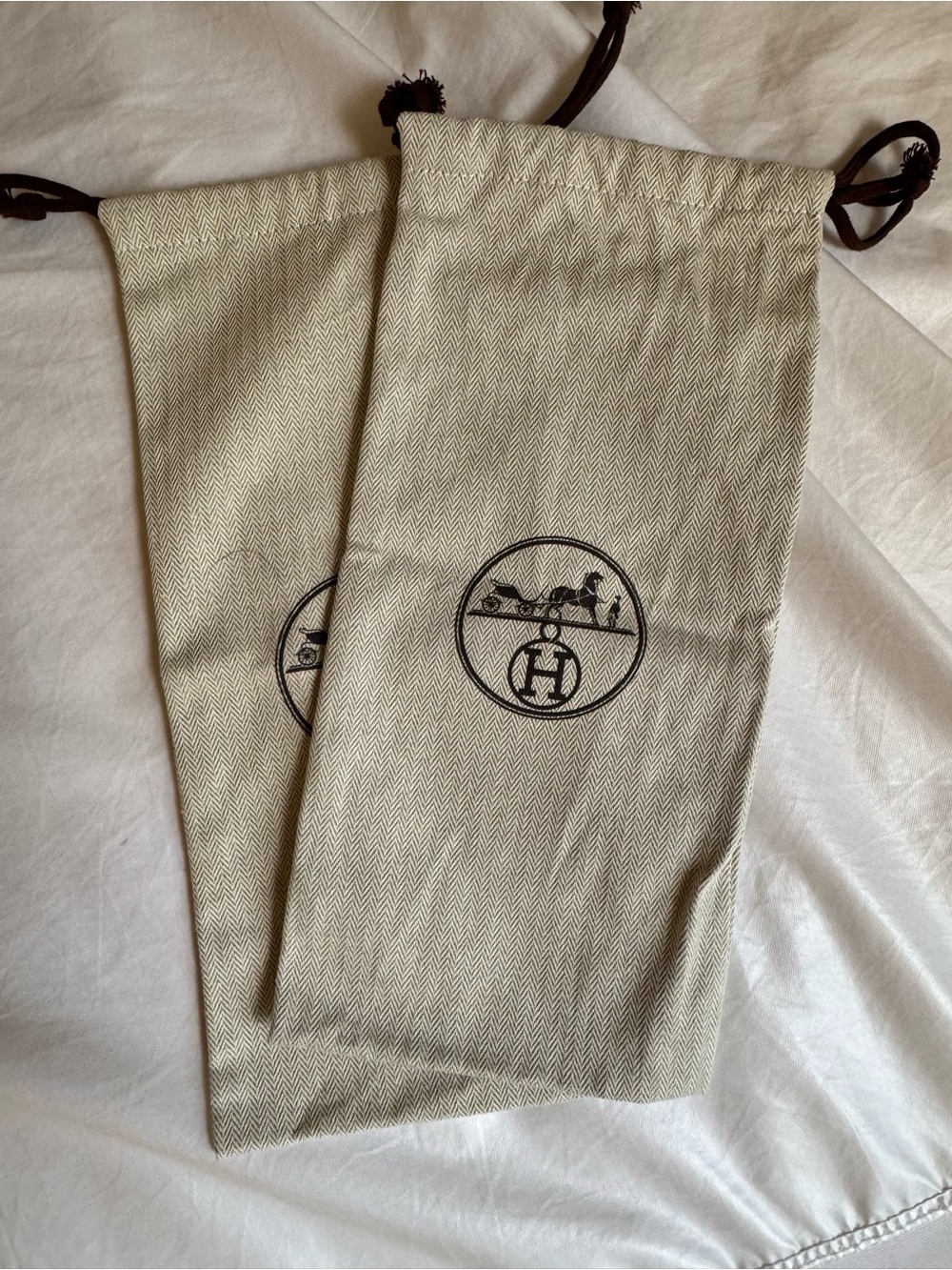 Hermès Beige Drawstring Dust Bags (Set of 2)